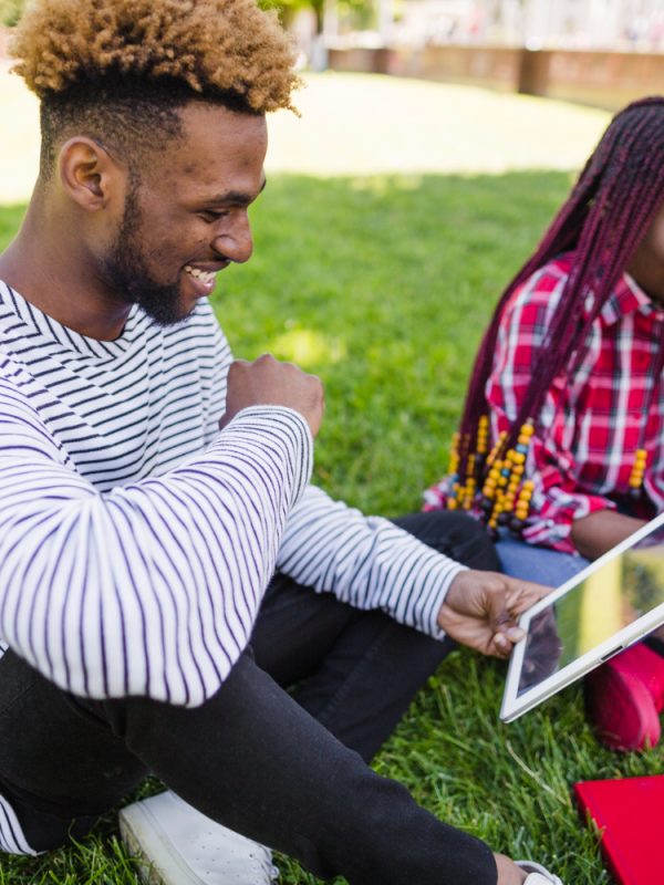 young-black-people-studying-park